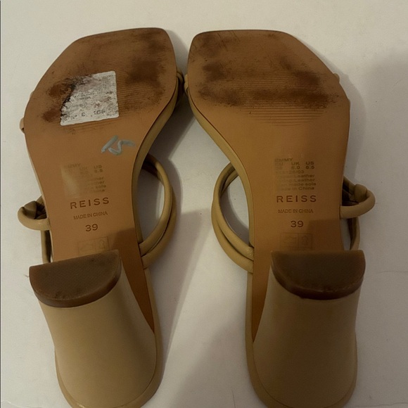 REISS Emmy Leather Strappy Block Slip-on Heels 3.5 in Almond size 8.5 (EU 39) - Picture 9 of 11